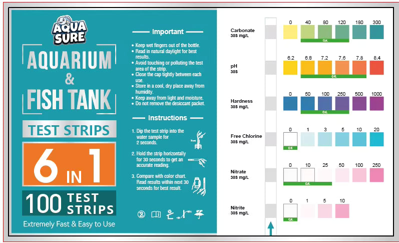 Aquarium testing kit 6-1 100 strips